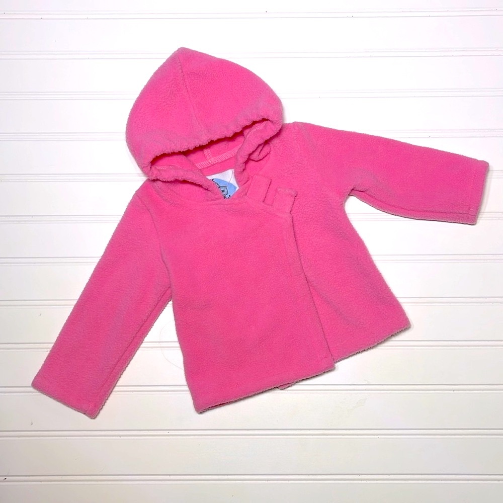 LITTLE SOUTHERN KIDS BOUTIQUE Pink Hooded Velcro Fleece Coat